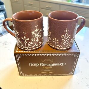 Pottery Barn Brown Iced Gingerbread Mugs